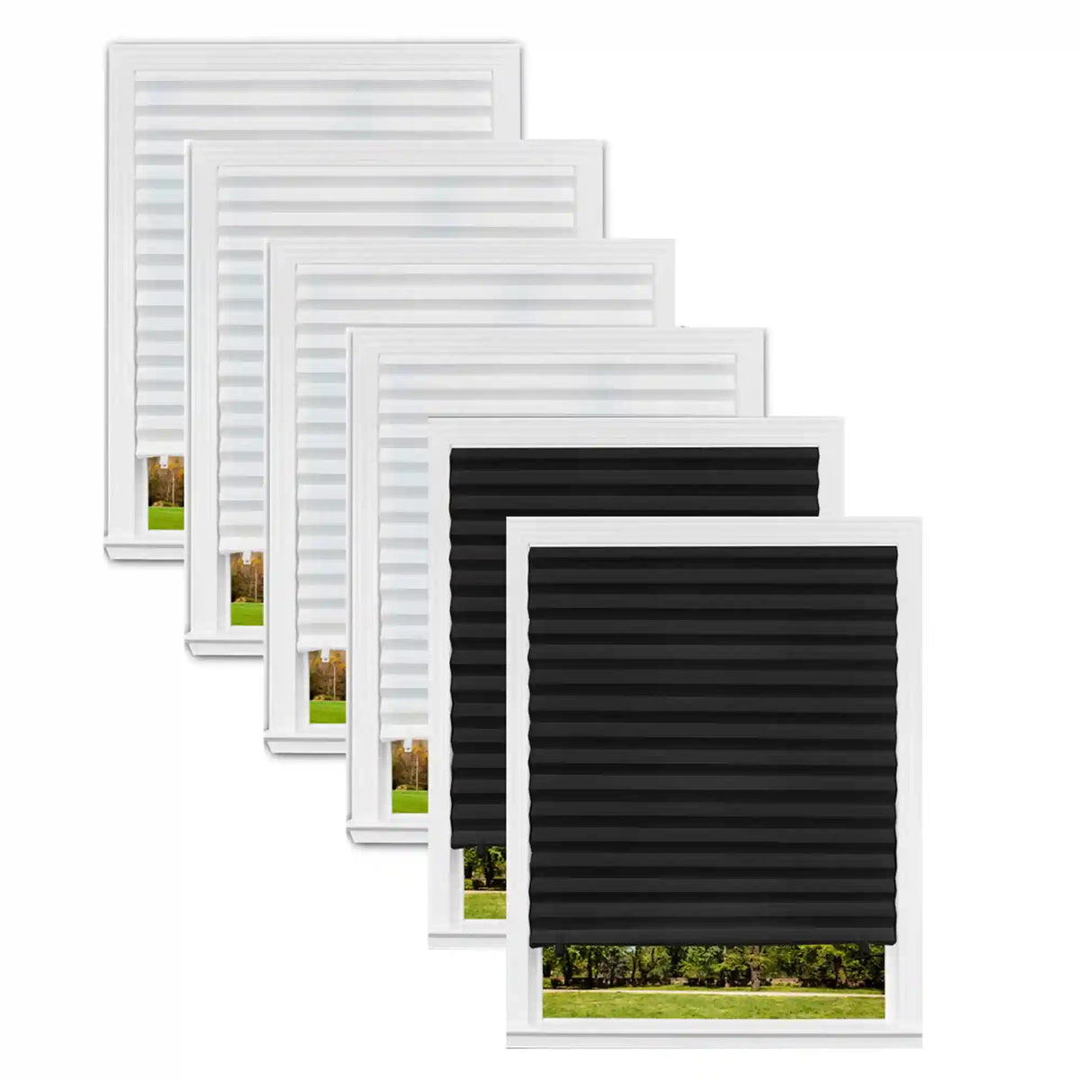 Original Paper Light Filtering White & Blackout Black Bundle 6 pack – 36" W x 72" L